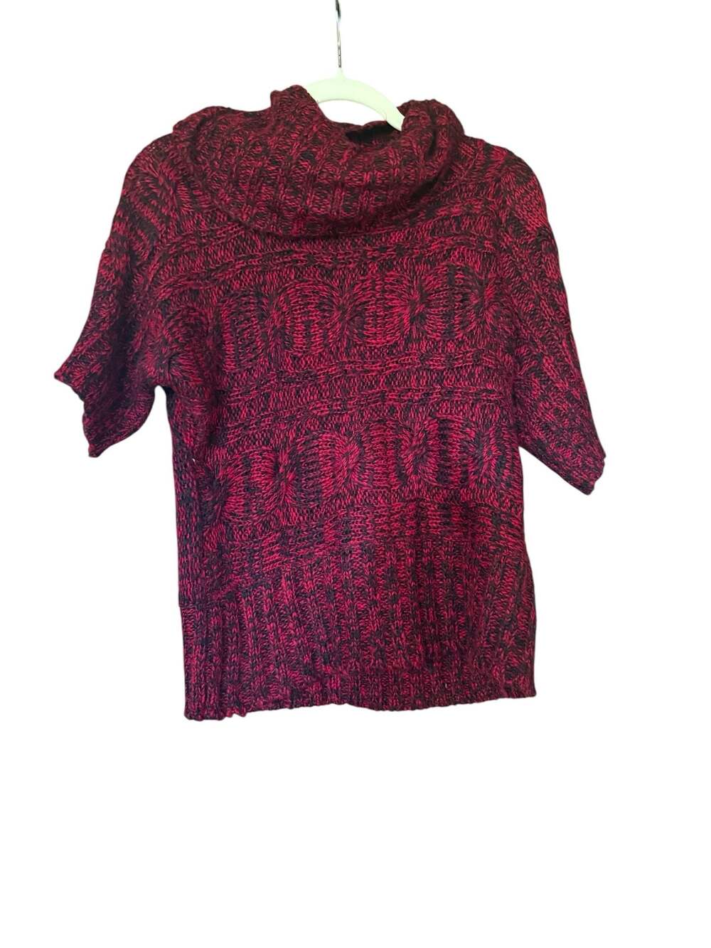 rue21 Women's Red and Black Cowl Neck Short Sleeve Knit Sweater